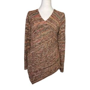 Vintage Marled Knit Asymmetric Sweater Womens Medium Earthy Nature Granola Boho